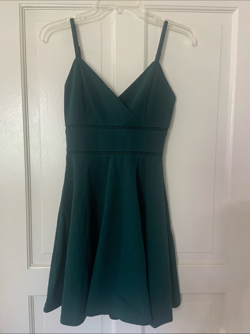 Mi Ami Forest Green Spaghetti-Strap Fit & Flare Mini Dress
